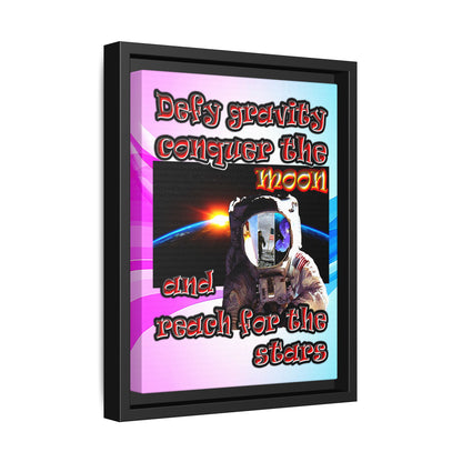 defy conquer reach - framed canvas art (light blue-pink wave)
