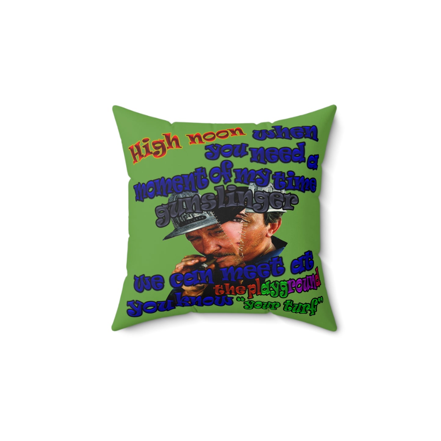 high noon - Faux Suede Square Pillow - (green)