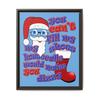 santa's shoes - framed canvas art (light blue)