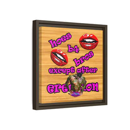 hoes b4 bros - framed canvas art (butterscotch wood finish)