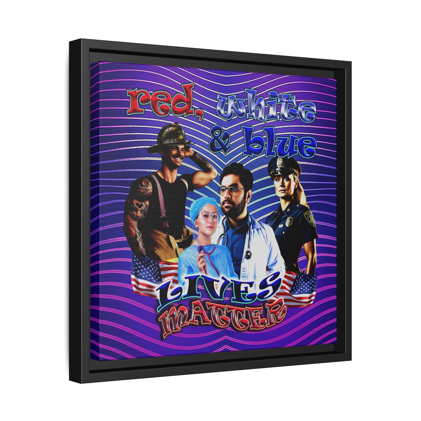 rw&b lives matter - framed canvas art (purple wave)