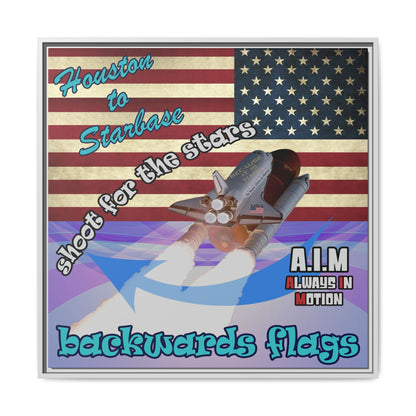 shoot for the stars - framed canvas art (light blue-pink wave)