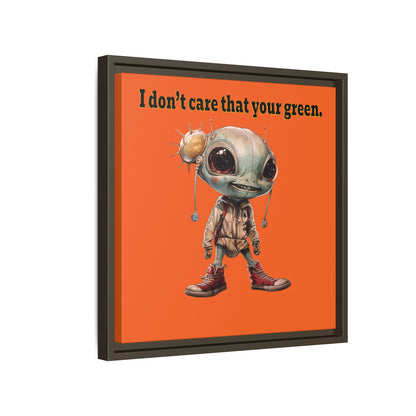 I don't care that your green - framed canvas art (orange)