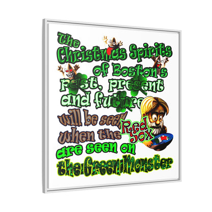 christmas spirits of boston - framed canvas art (white)