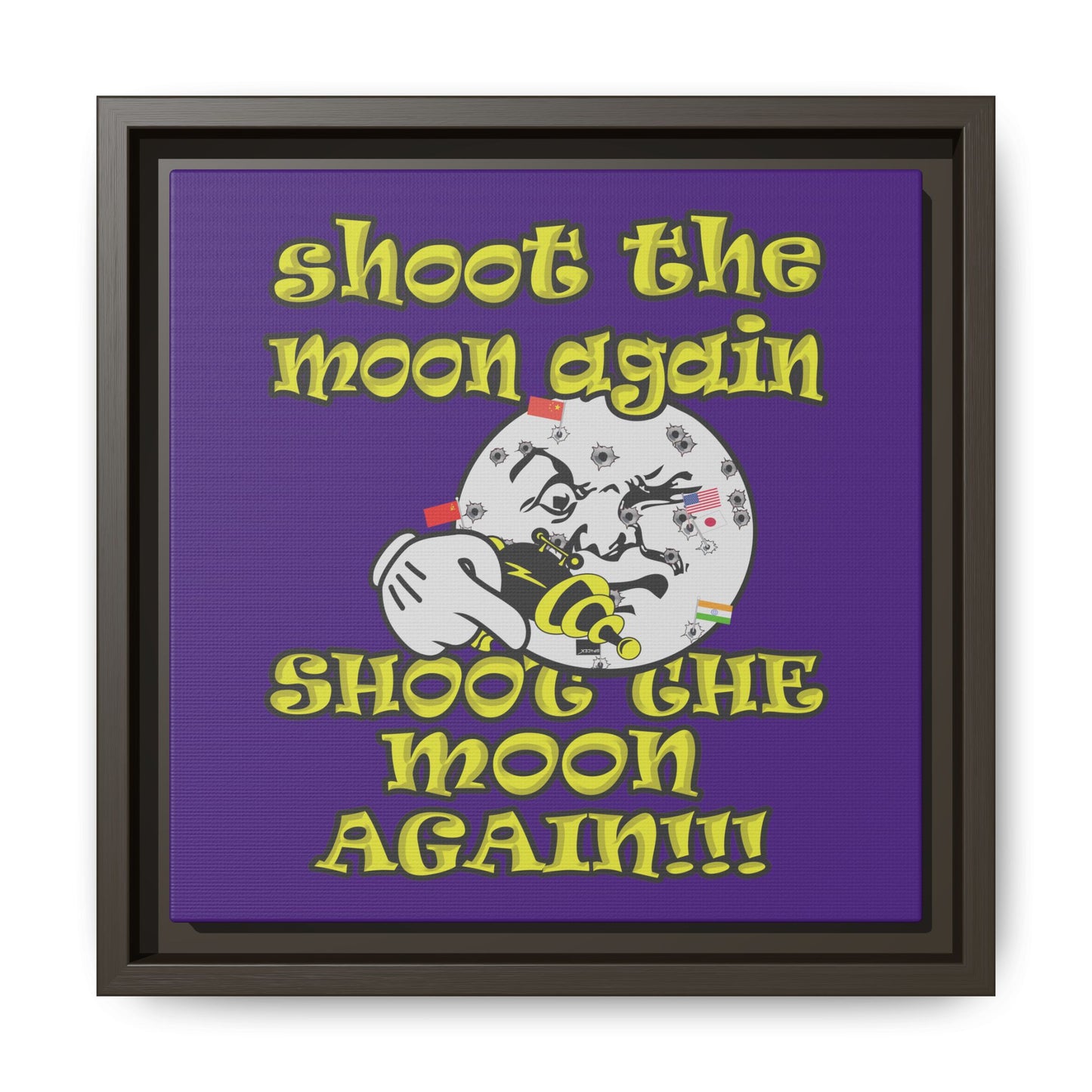 shoot the moon again - framed canvas art (purple)