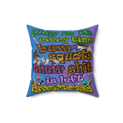 the bum's shit - Spun Polyester Square Pillow - (light blue-purple wave)