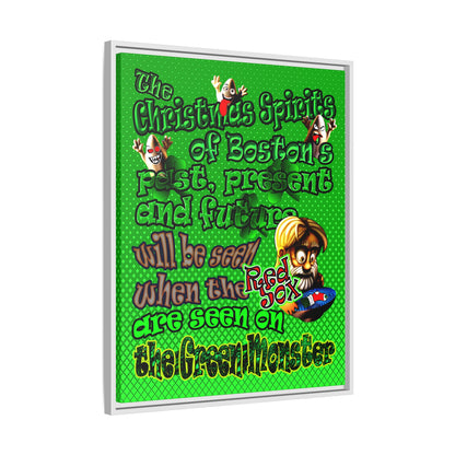 christmas spirits of boston - framed canvas art (logo green)