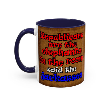 donkeys and elephants - Accent Mug (brown papyrus)
