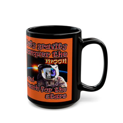defy conquer reach - Black Mug (orange)