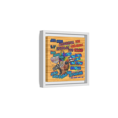 drop the beat - framed canvas art (butterscotch wood finish)