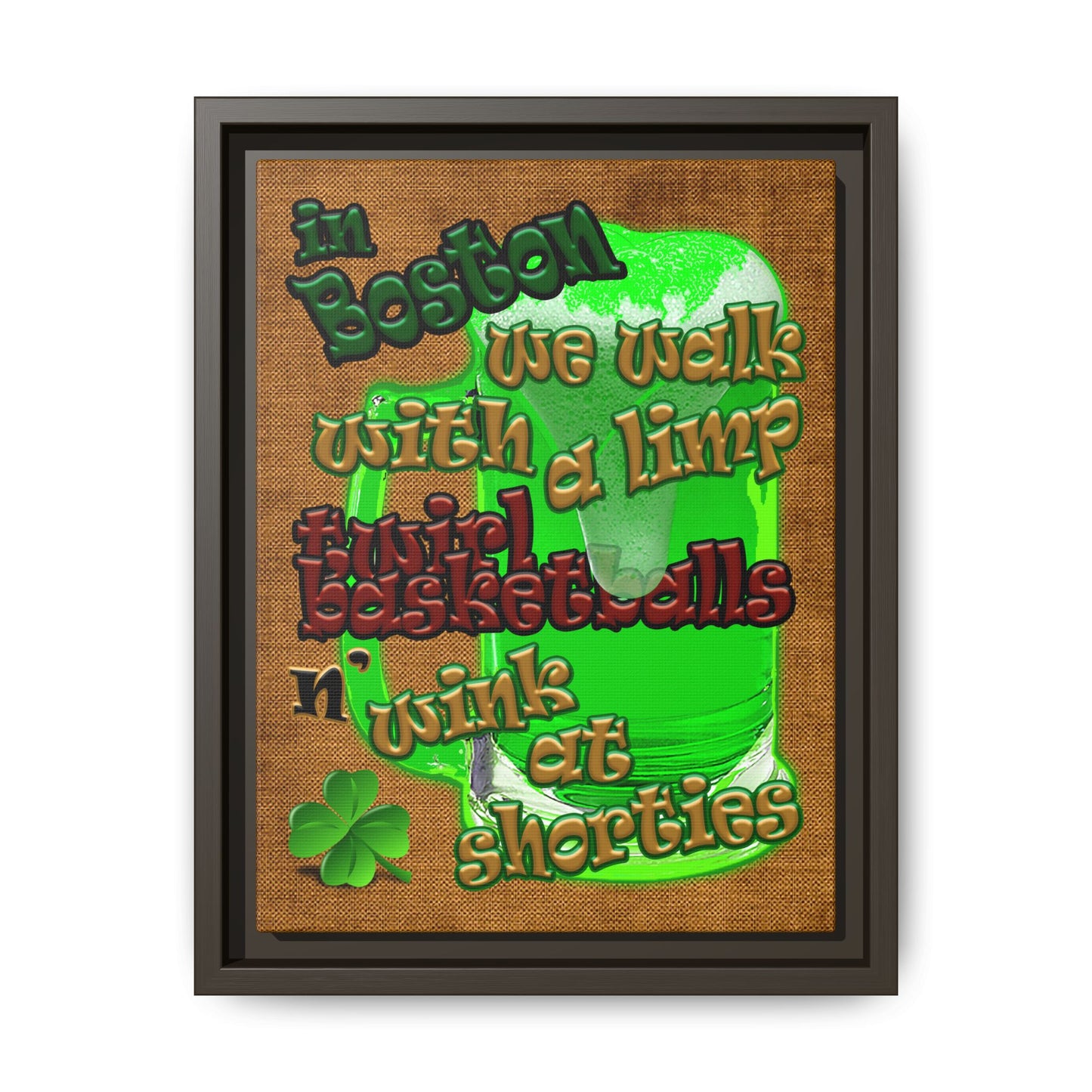 celtics logo - framed canvas art (brown papyrus)