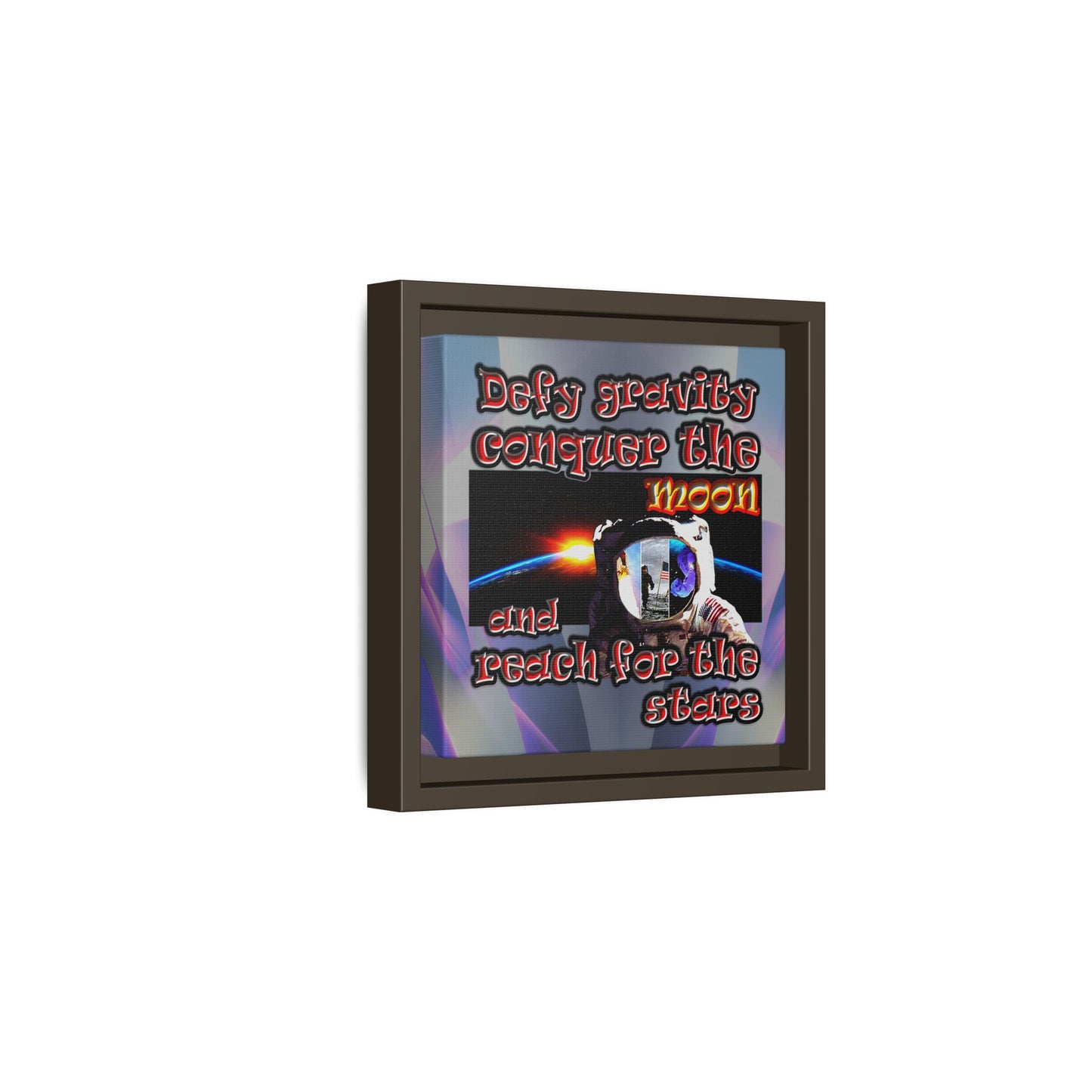 defy conquer reach - framed canvas art (grey-pink wave)