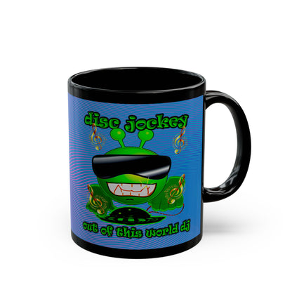 disc jockey - Black Mug (light blue-purple wave)