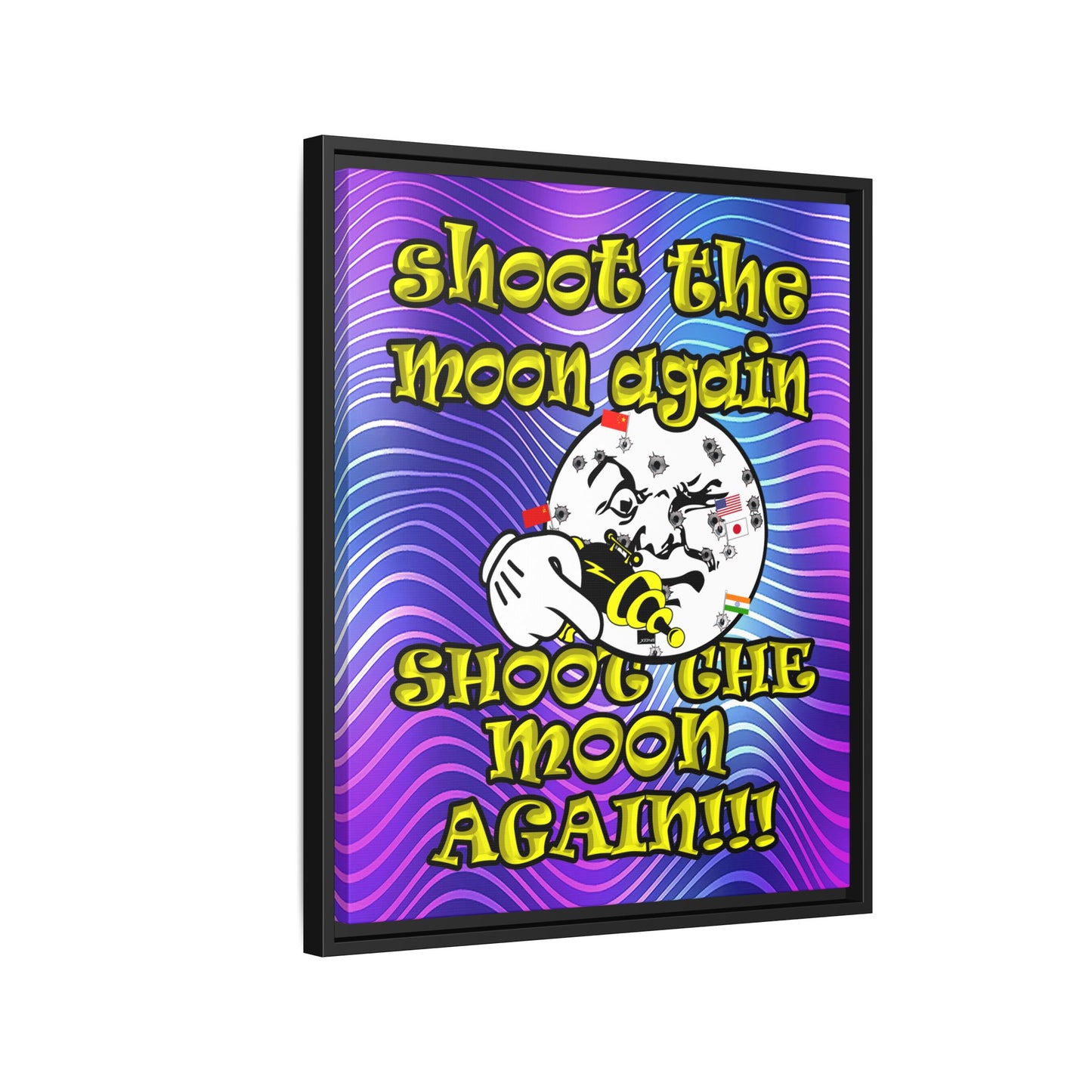 shoot the moon again - framed canvas art (purple wave)