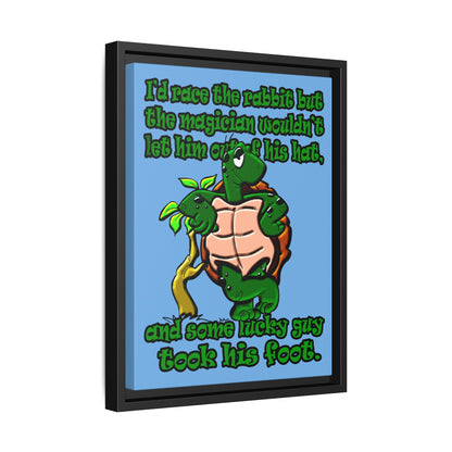 turtle race - framed canvas art (light blue)