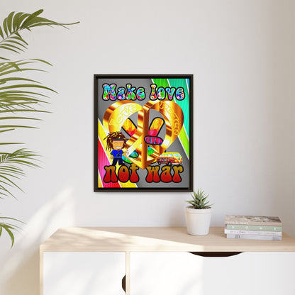 love peace - framed canvas art (rainbow split)