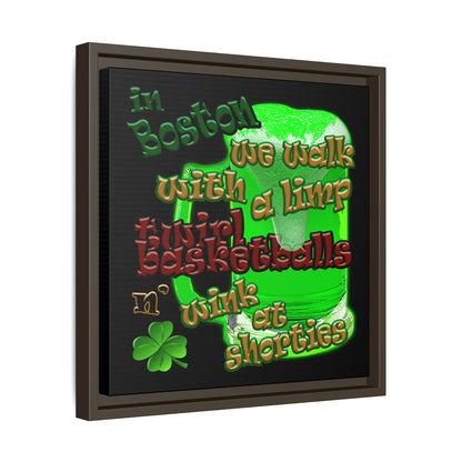 celtics logo - framed canvas art (black)