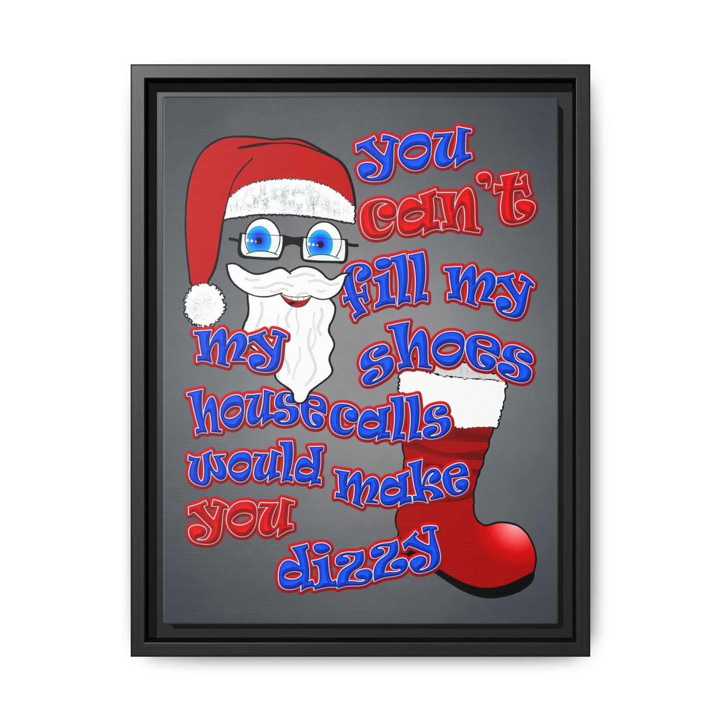santa's shoes - framed canvas art (grey-light grey)