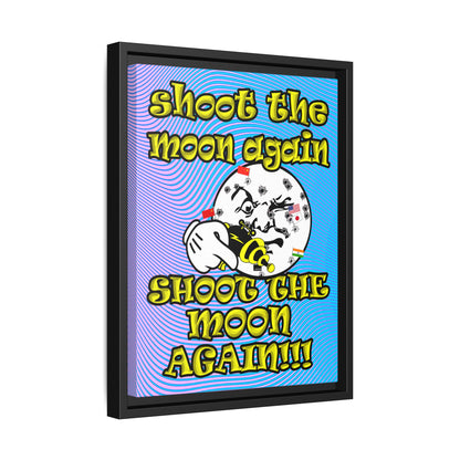 shoot the moon again - framed canvas art (light blue-purple wave)