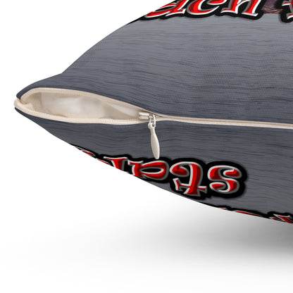 defy conquer reach - Spun Polyester Square Pillow - (brushed nickel)