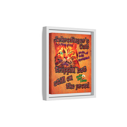 schrodinger's cat - framed canvas art (burnt orange)