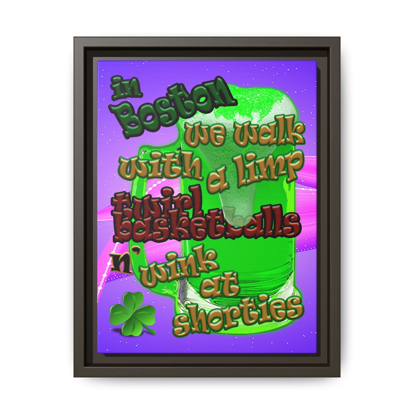 celtics logo - framed canvas art (purple-pink wave)