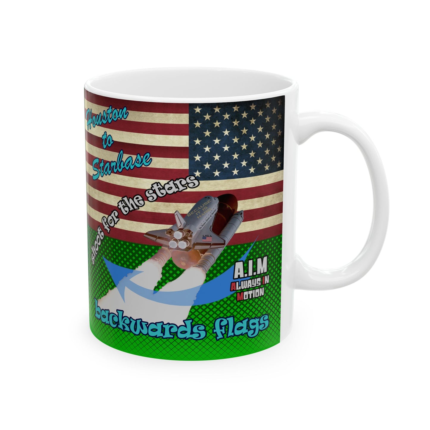 shoot for the stars - White Mug (logo green)