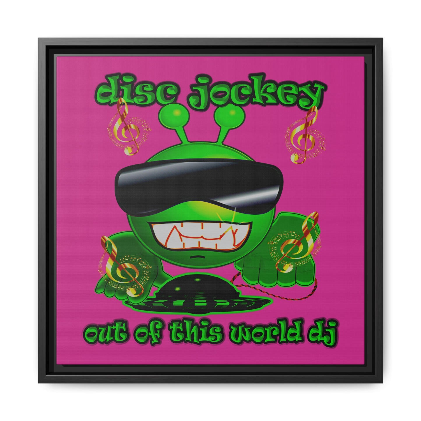 disc jockey - framed canvas art (pink)