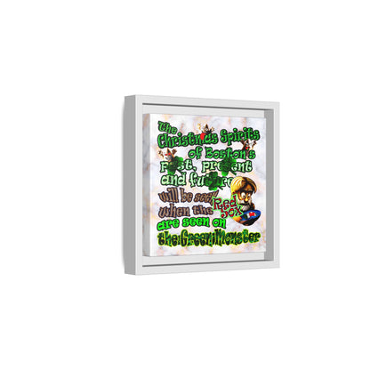 christmas spirits of boston - framed canvas art (white marble)