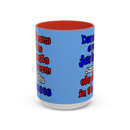 donkeys and elephants - Accent Mug (light blue)