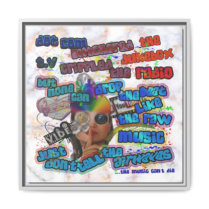 drop the beat - framed canvas art (white marble)