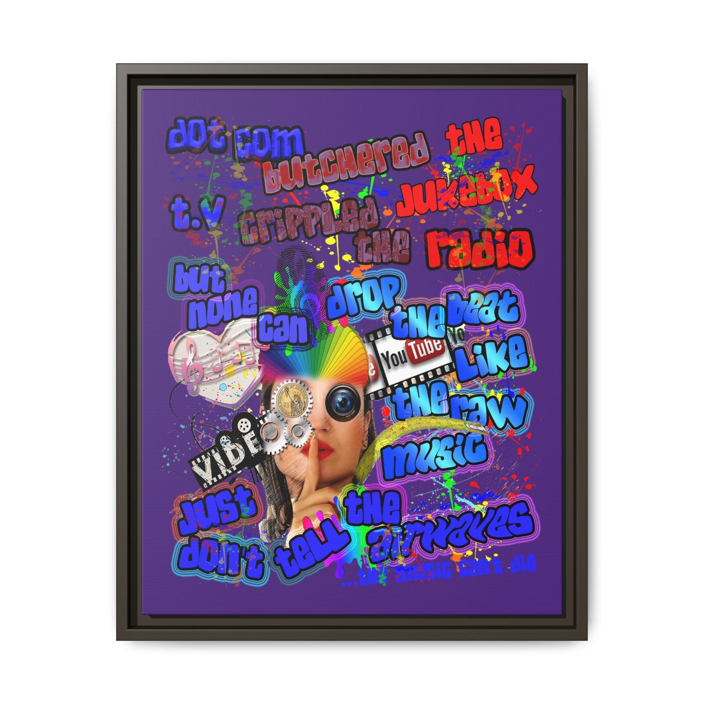drop the beat - framed canvas art (purple)