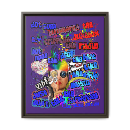 drop the beat - framed canvas art (purple)