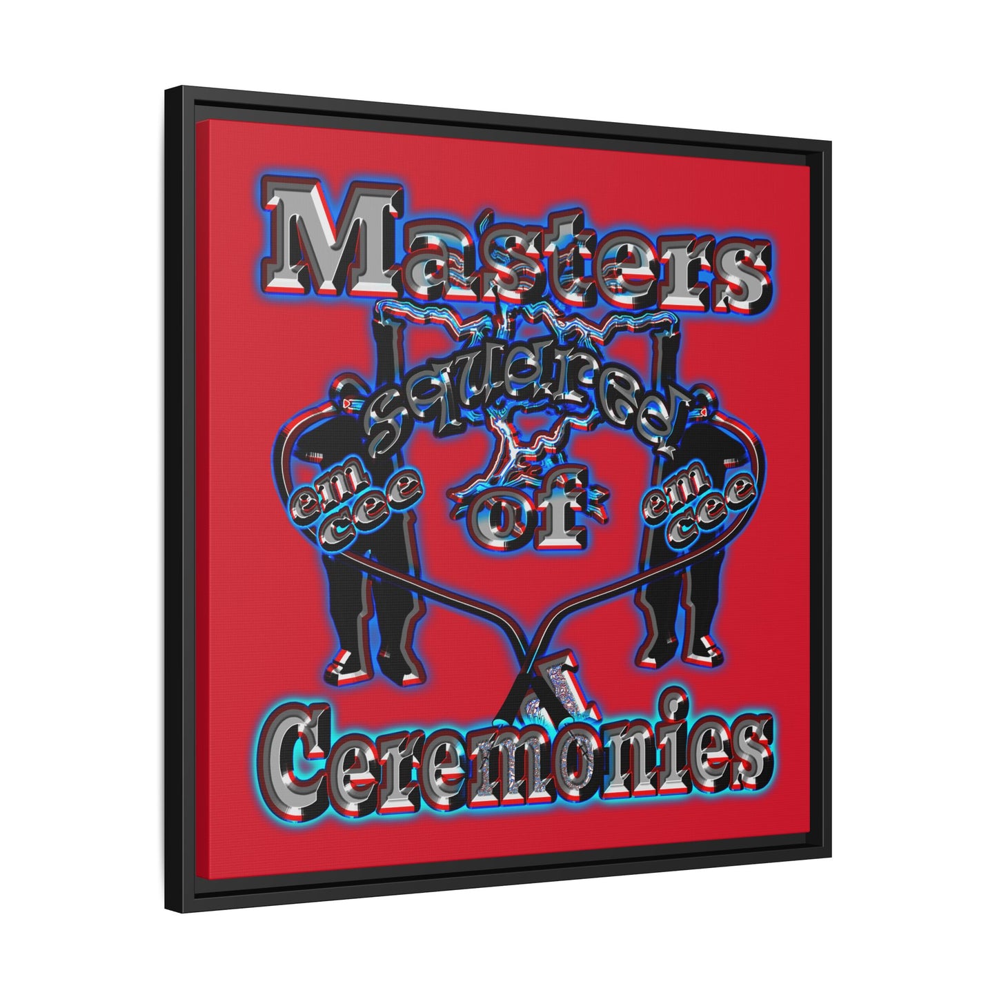 em cee squared - framed canvas art (dark red)
