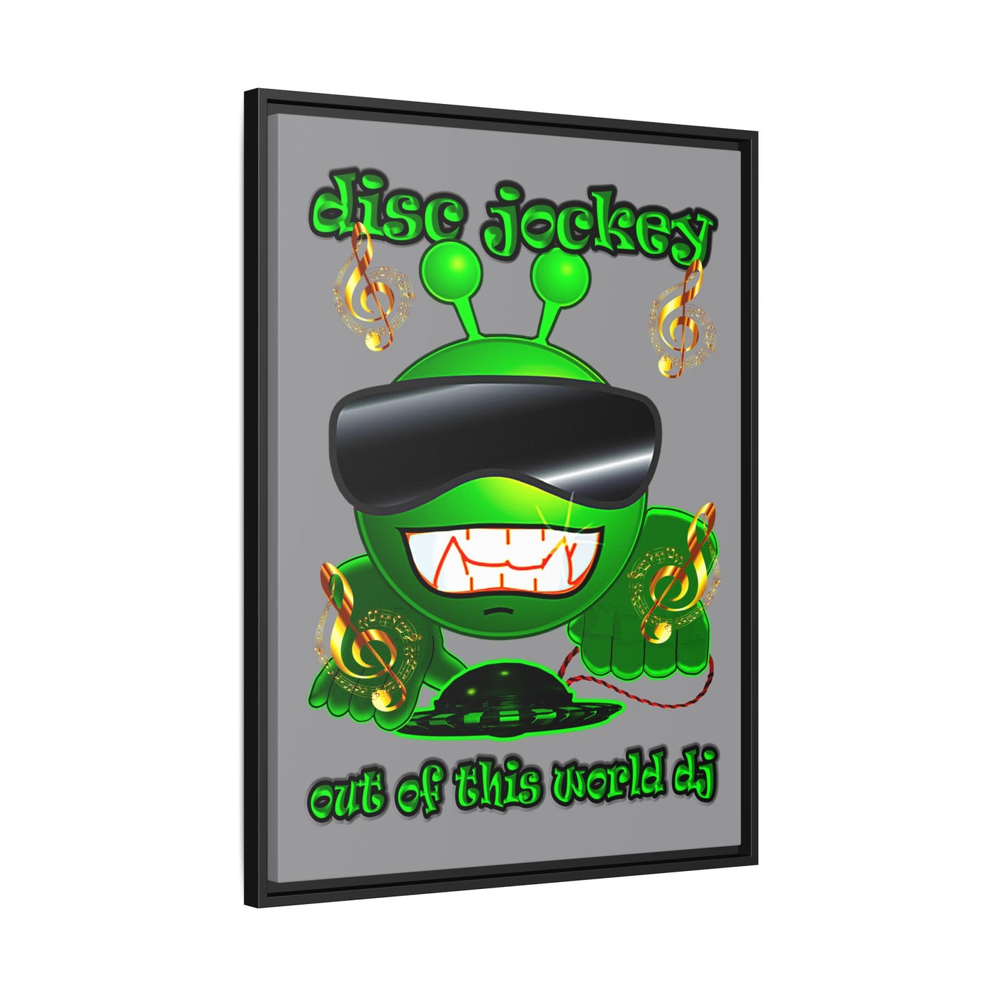 disc jockey - framed canvas art (grey)