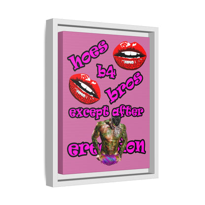 hoes b4 bros - framed canvas art (light pink)