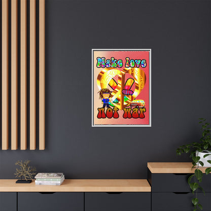 love peace - framed canvas art (yellow-orange wave)