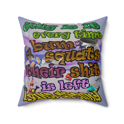 the bum's shit - Faux Suede Square Pillow - (light blue-pink wave)