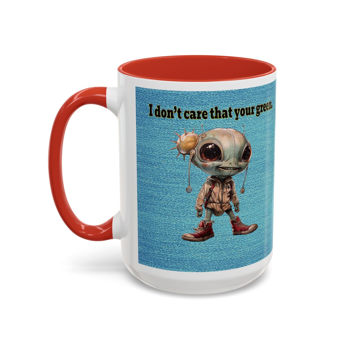 I don't care that your grey - Accent Mug (faded blue)