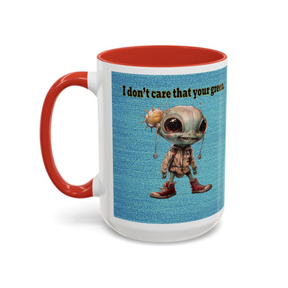 I don't care that your grey - Accent Mug (faded blue)