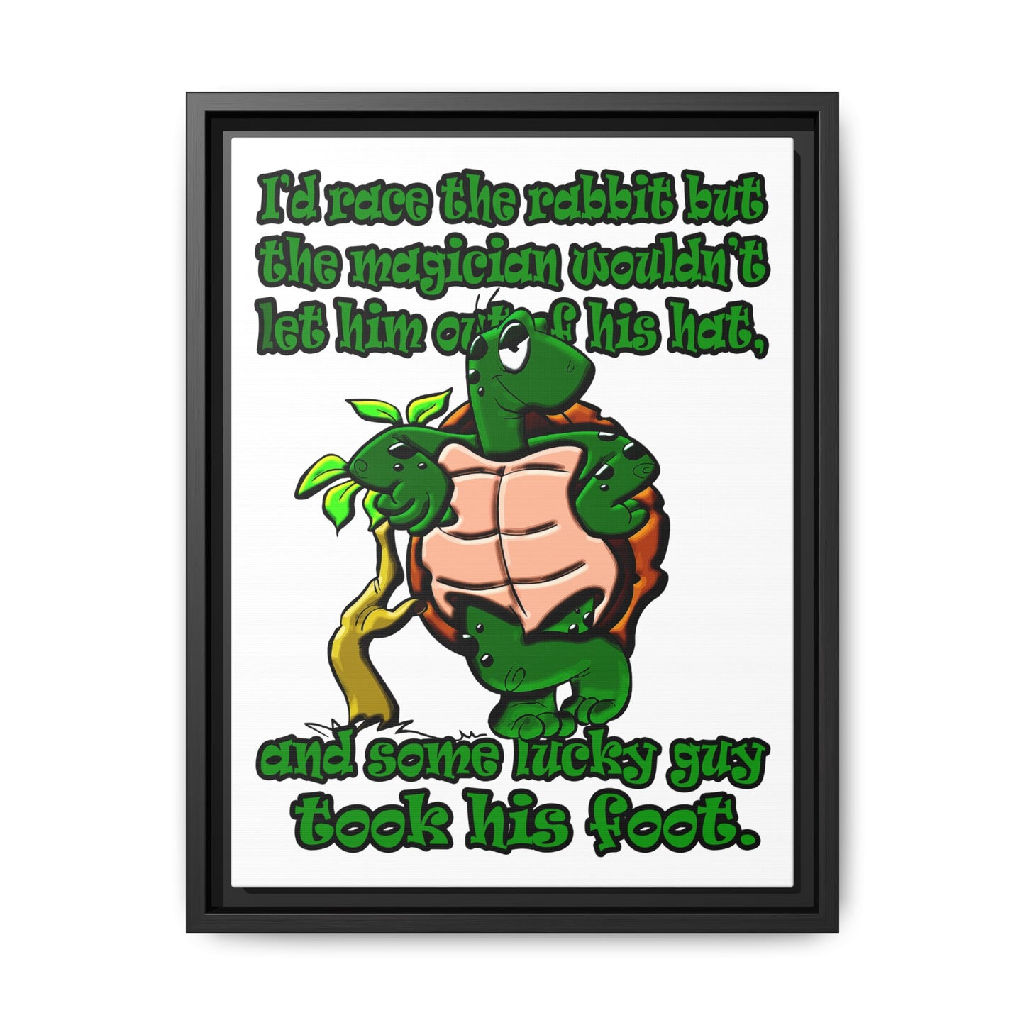 turtle race - framed canvas art (white)