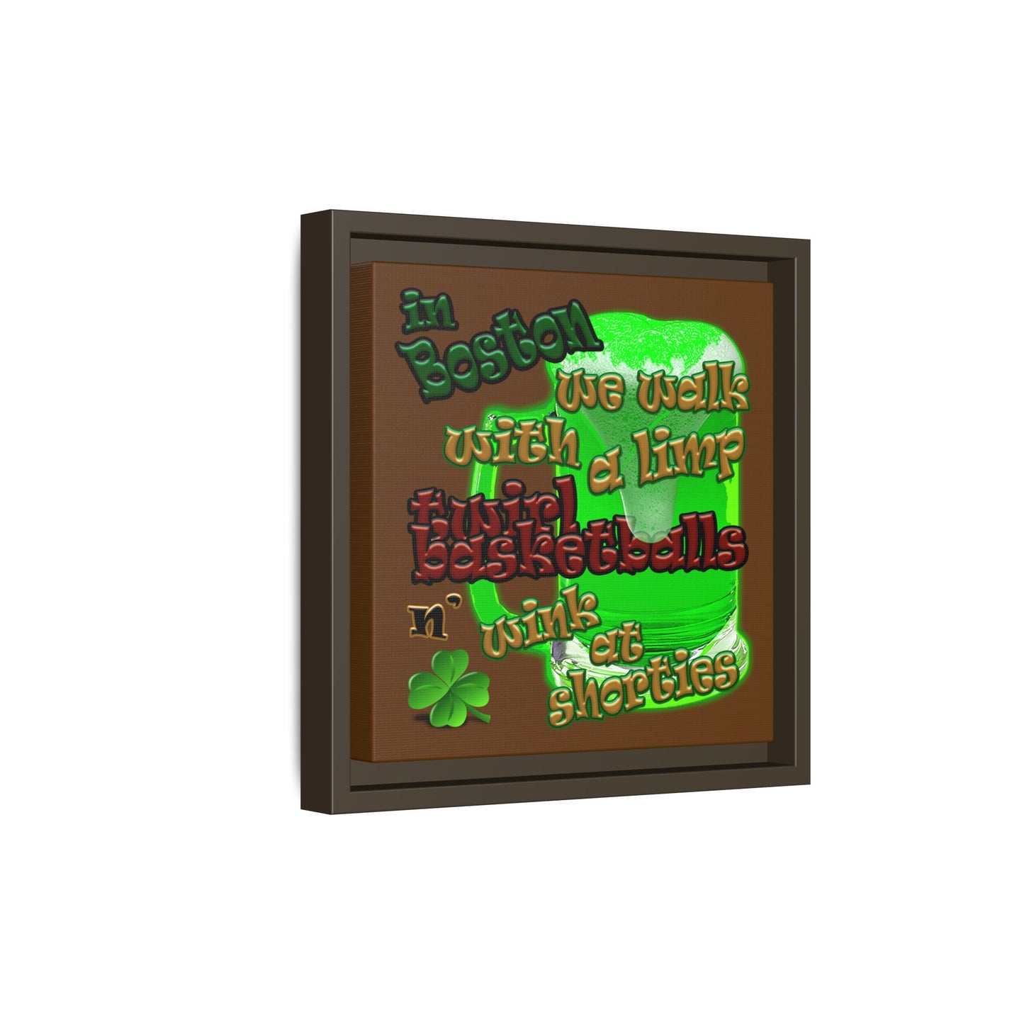 celtics logo - framed canvas art (brown)