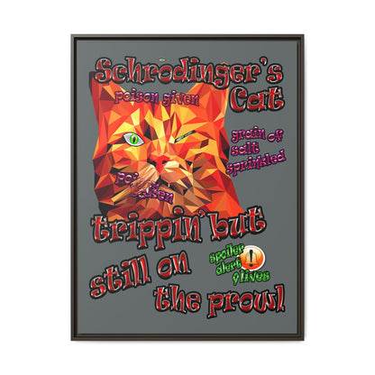 schrodinger's cat - framed canvas art (dark grey)