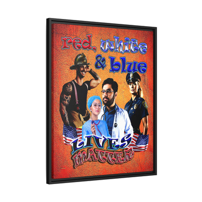 rw&b lives matter - framed canvas art (burnt orange)