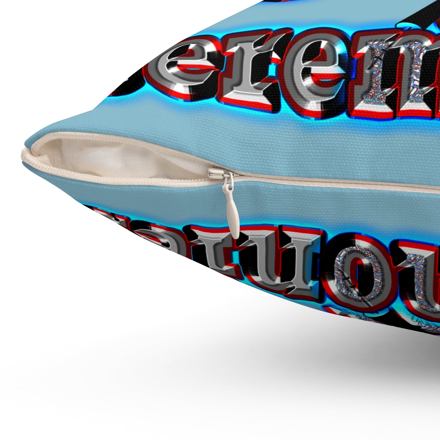 em cee squared - Spun Polyester Square Pillow - (aqua blue)