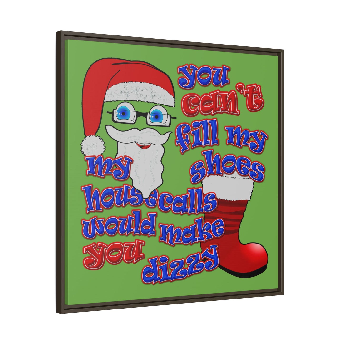 santa's shoes - framed canvas art (green)