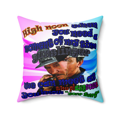 high noon - Spun Polyester Square Pillow - (light blue-pink wave)