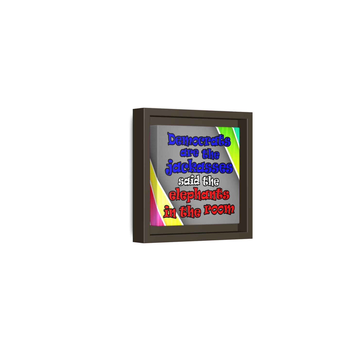 donkeys and elephants - framed canvas art (rainbow split)