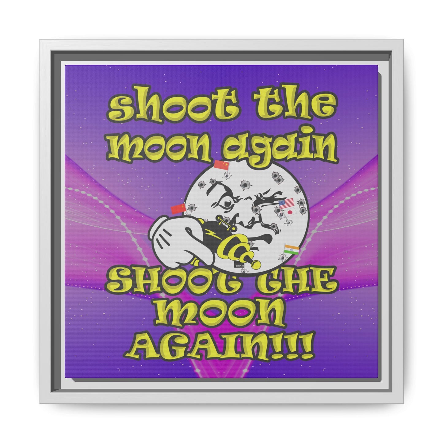 shoot the moon again - framed canvas art (purple-pink wave)