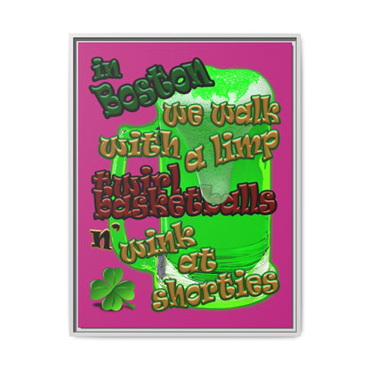 celtics logo - framed canvas art (pink)